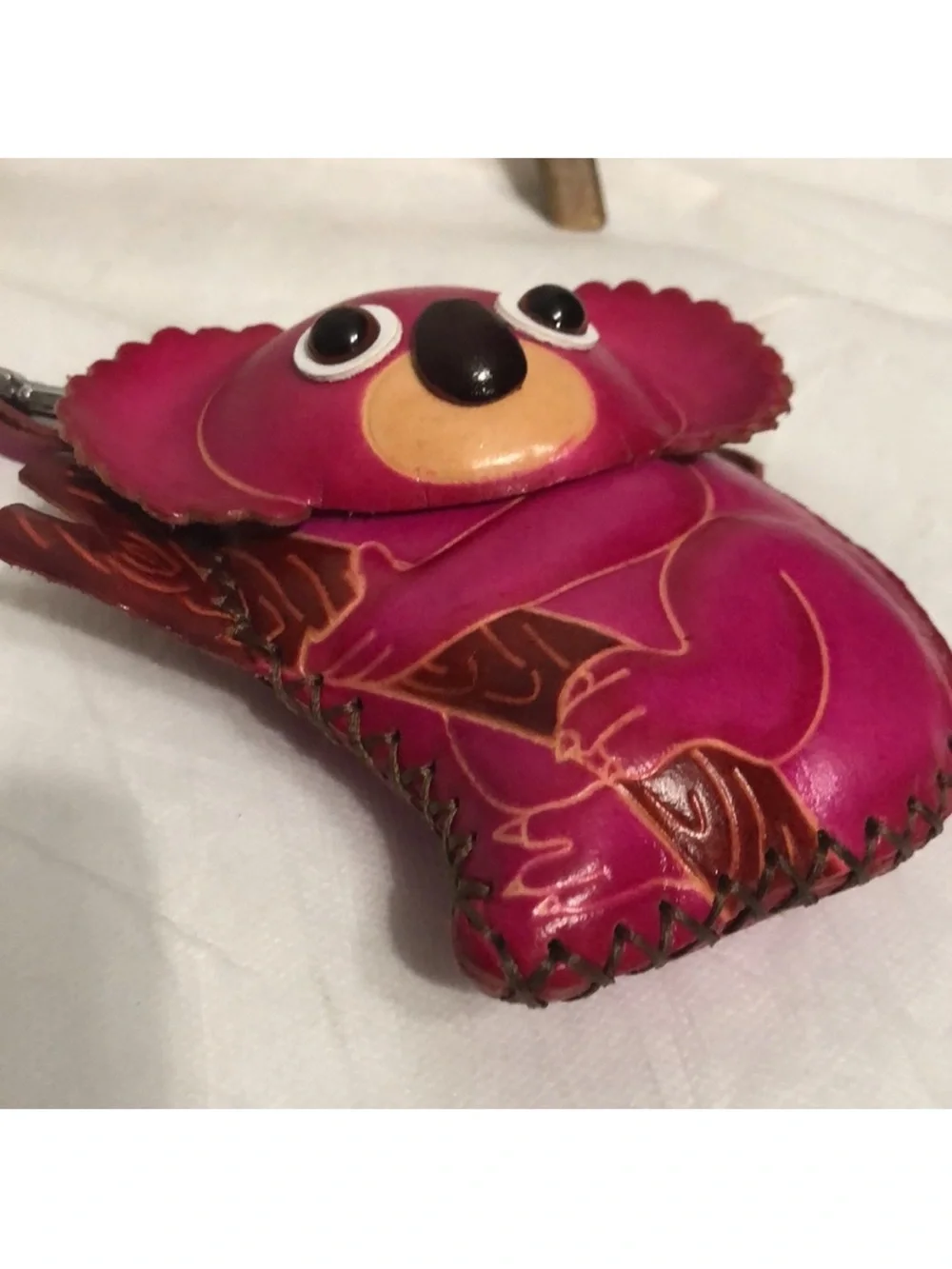 NWOT Tooled Leather Pink Koala Wristlet by Australia PurseWorld